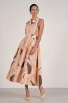 Neutral Prism Print Collared Maxi Dress