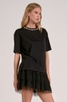 Black Top Tee Neck w/Embellisment