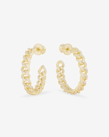 Pave' Julian Chain Hoop Earring 1"