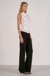 Ruched Side Sleeveless Top - White